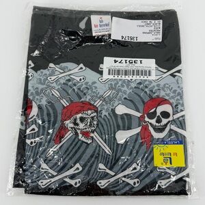 La Leela Black Pirate Skulls Crossbones Scarf Shawl Wrap Sarong Cover-Up, NWT